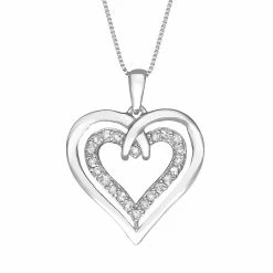Two Hearts Forever One Sterling Silver 1/4-ct. T.W. Diamond Heart Pendant