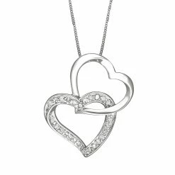 Two Hearts Forever One Sterling Silver 1/4-ct. T.W. Round-Cut Diamond Interlocking Heart Pendant