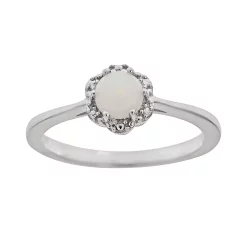 Celebration Gems Sterling Silver Opal Studded Flower Ring