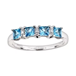 Celebration Gems Sterling Silver Blue Topaz and Diamond Accent Ring