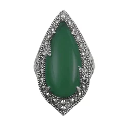 Lavish by TJM Sterling Silver Green Agate Filigree Ring