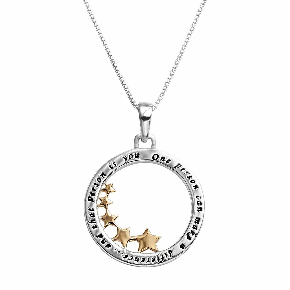 Timeless Sterling Silver Two Tone Inspirational Star Pendant
