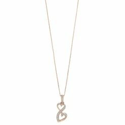Love Is Forever 14k Rose Gold Over Silver 1/10-ct. T.W. Diamond Double Heart Pendant