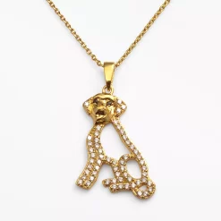 Sophie Miller 14k Gold Over Silver Black & White Cubic Zirconia Dog Pendant