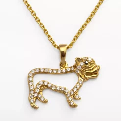 Sophie Miller 14k Gold Over Silver Black & White Cubic Zirconia Dog Pendant