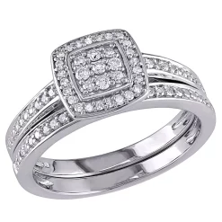 Diamond Halo Engagement Ring Set in Sterling Silver (1/4 ct. T.W.)