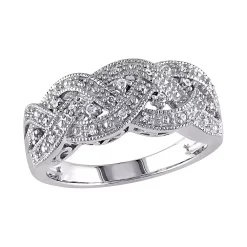 Stella Grace Sterling Silver 1/8-ct. T.W. Diamond Braided Ring