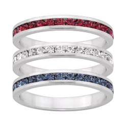 Traditions Jewelry Company Red, White & Blue Crystal Sterling Silver Eternity Ring Set