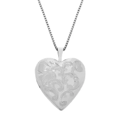 Sterling Silver Floral Engraved Locket Necklace