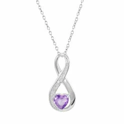 RADIANT GEM Amethyst Sterling Silver Infinity Pendant Necklace