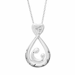Timeless Sterling Silver Cubic Zirconia "Mother's Love" Infinity Pendant Necklace