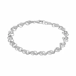 1/4 Carat T.W. Diamond Sterling Silver Heart Bracelet