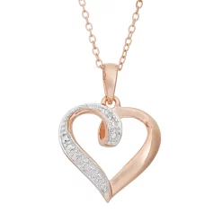 18k Rose Gold Over Silver Heart Pendant Necklace
