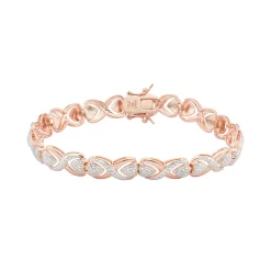 18k Rose Gold Over Silver Heart Bracelet
