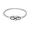 1/4 Carat T.W. Black & White Diamond Sterling Silver Heart & Infinity Bangle Bracelet