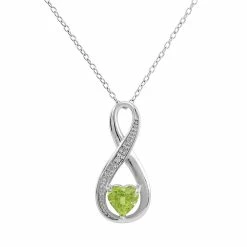 RADIANT GEM Peridot Sterling Silver Infinity Pendant Necklace
