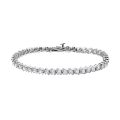 Lab-Created White Sapphire Sterling Silver Tennis Bracelet