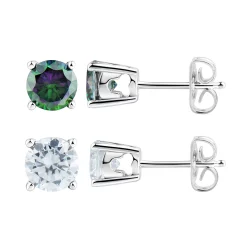 DiamonLuxe Sterling Silver 3 5/8 Carat T.W. Simulated Diamond Stud Earring Set
