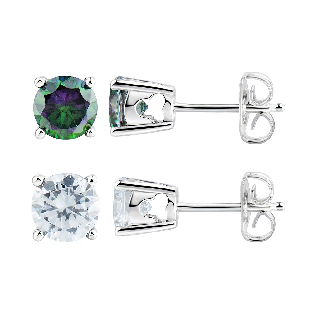 DiamonLuxe Sterling Silver 3 5/8 Carat T.W. Simulated Diamond Stud Earring Set