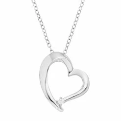 Sterling Silver Diamond Accent Heart Pendant Necklace