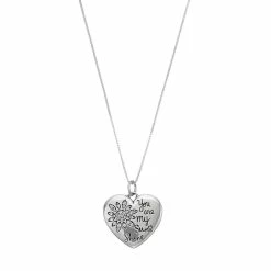 Timeless Sterling Silver Cubic Zirconia "You Are My Sunshine" Heart Pendant Necklace