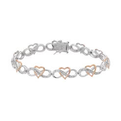 Two Tone Sterling Silver 1/4 Carat T.W. Diamond Heart Infinity Bracelet