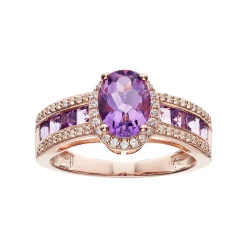 Sterling Silver Amethyst & Lab-Created White Sapphire Halo Ring