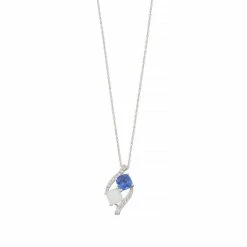 Sterling Silver Lab-Created Opal & Sapphire Pendant Necklace