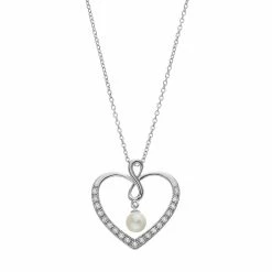 Sentimental Expressions Sterling Silver Freshwater Cultured Pearl Friend Heart Necklace
