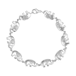 Jewelexcess Sterling Silver Diamond Accent Elephant Bracelet
