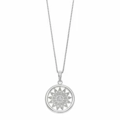 Timeless Sterling Silver Cubic Zirconia Sun Pendant Necklace