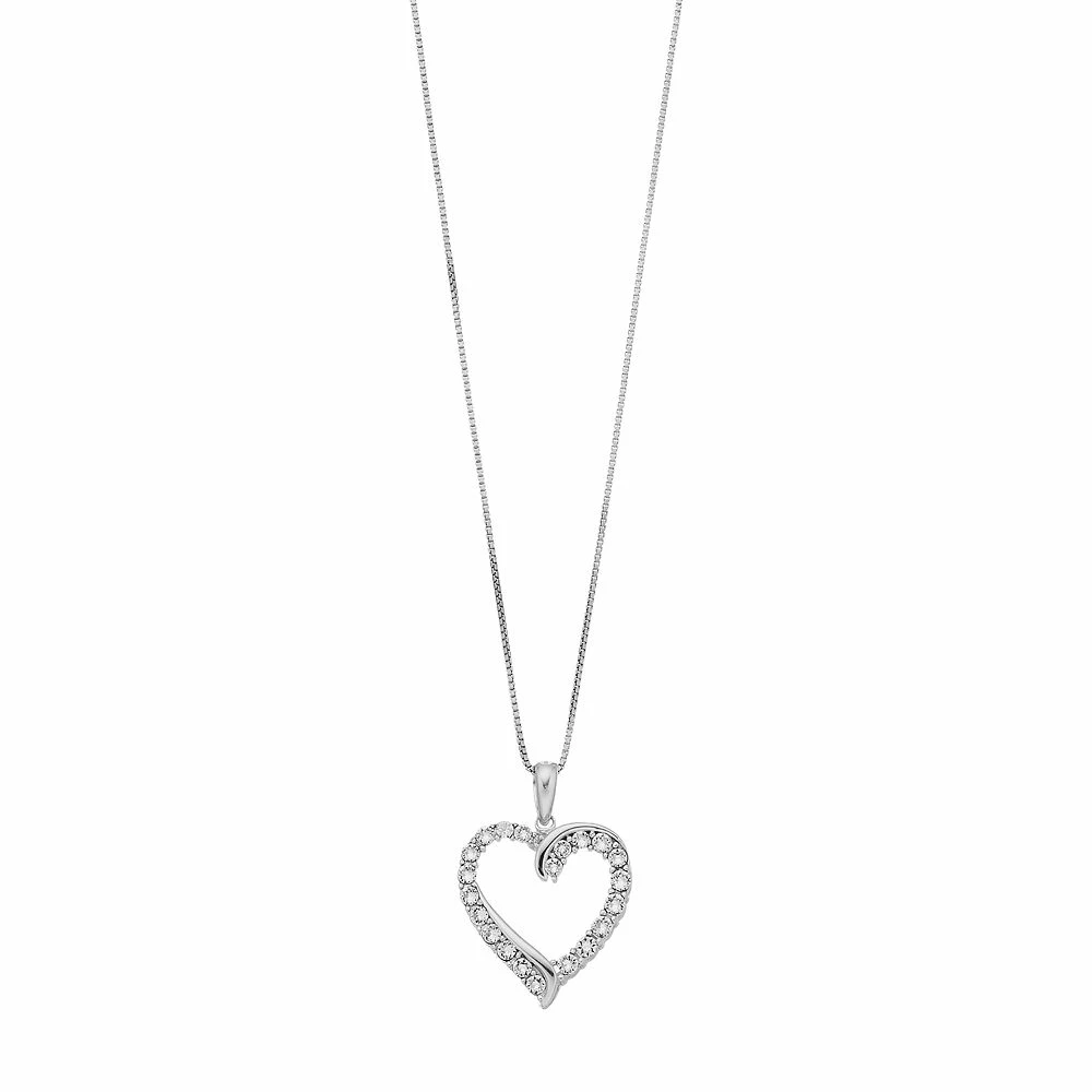 Survivor Collection Sterling Silver Crystal Open Heart Pendant Necklace