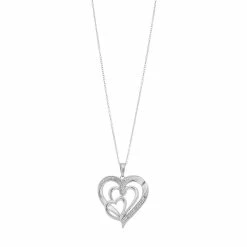 Sterling Silver 1/10 Carat T.W. Diamond Triple Heart Pendant Necklace