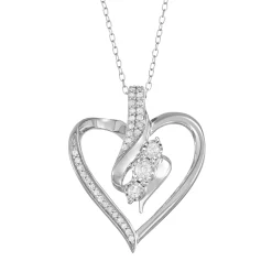 Sterling Silver 1/4 Carat T.W. Diamond Heart Pendant Necklace