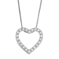 Sterling Silver 1/4 Carat T.W. Diamond Heart Pendant Necklace