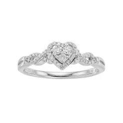 Hallmark Love Found Us Sterling Silver 1/5 Carat T.W. Diamond Heart Halo Ring