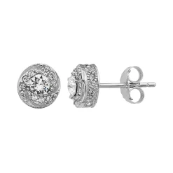 Diamond Splendor Sterling Silver Crystal & Diamond Accent Halo Stud Earrings
