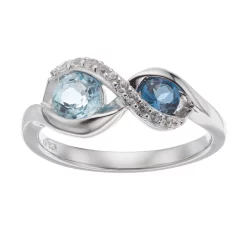 Sterling Silver Blue Topaz & Lab-Created White Sapphire Infinity Ring