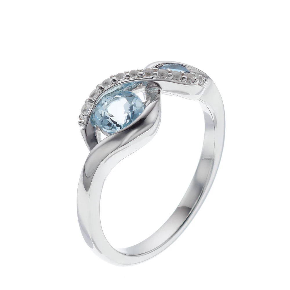 Sterling Silver Blue Topaz & Lab-Created White Sapphire Infinity Ring - Image 2