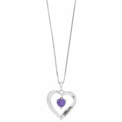 Timeless Sterling Silver Cubic Zirconia "Mom I Love You" Heart Pendant Necklace