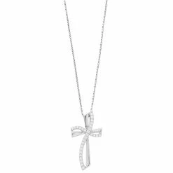 Timeless Sterling Silver Cubic Zirconia Swirl Cross Pendant