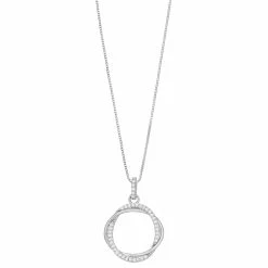 Timeless Sterling Silver Cubic Zirconia Open Circle Pendant Necklace