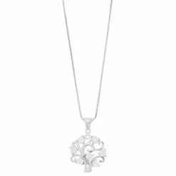 Timeless Sterling Silver Cubic Zirconia Tree Pendant Necklace