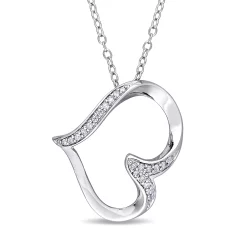 Stella Grace Sterling Silver 1/10 Carat T.W. Diamond Heart Pendant Necklace
