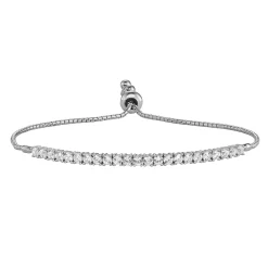 Sterling Silver Lab-Created White Sapphire Adjustable Bracelet
