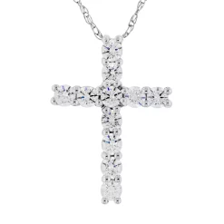 DiamonLuxe Sterling Silver 1/3-ct. T.W. Simulated Diamond Cross Pendant