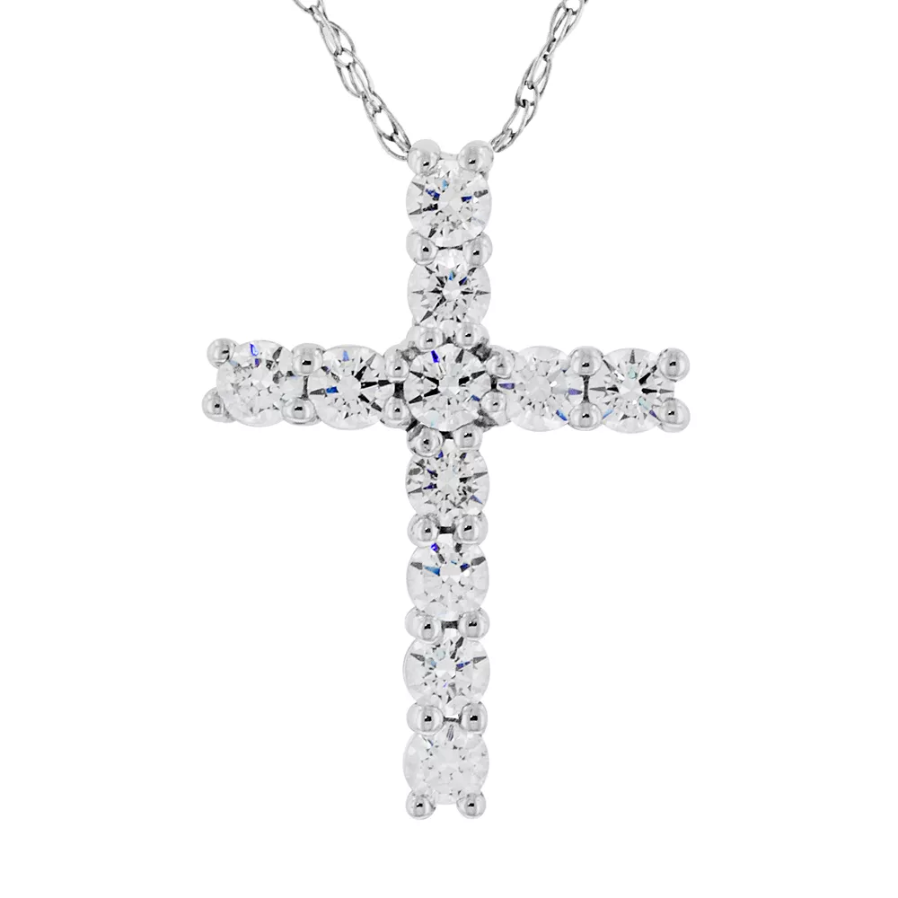 DiamonLuxe Sterling Silver 1/3-ct. T.W. Simulated Diamond Cross Pendant