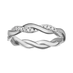 PRIMROSE Sterling Silver Cubic Zirconia Braided Band Ring