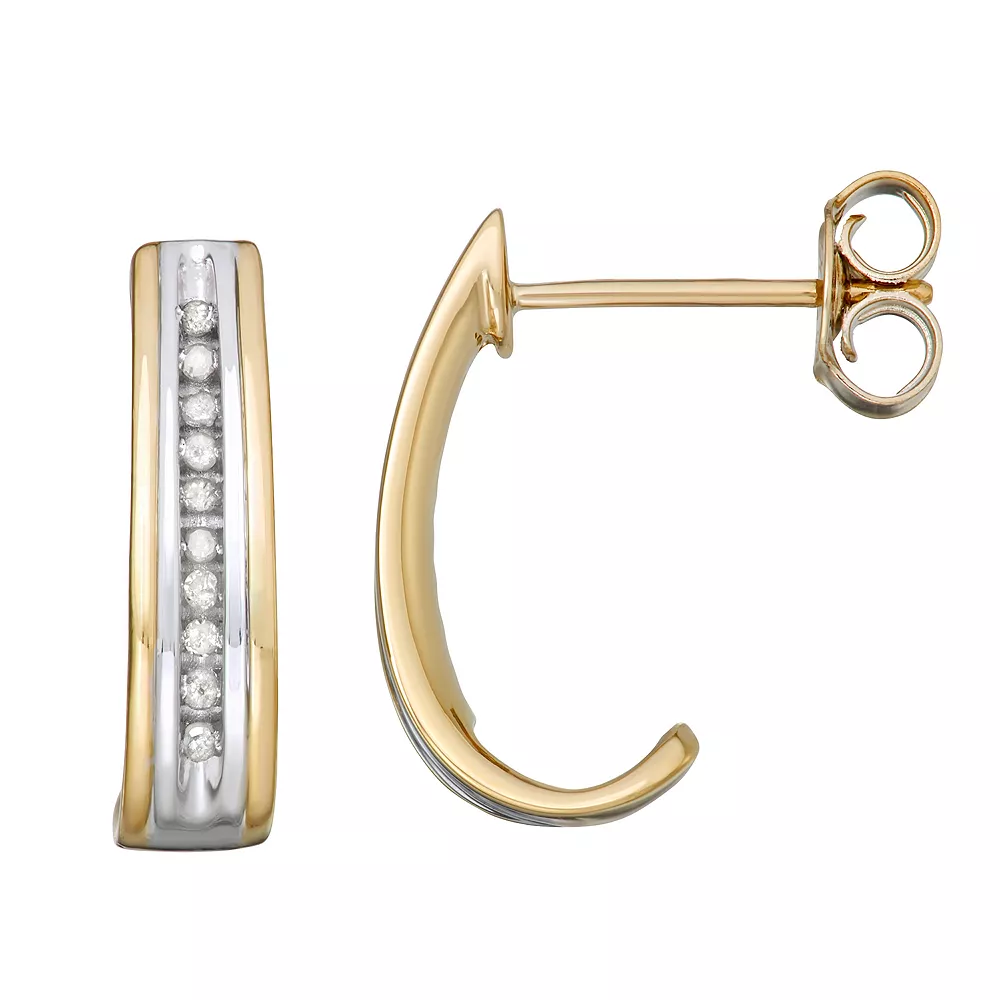 Sterling Silver 1/10 Carat T.W. Diamond J-Hoop Earrings - Image 2