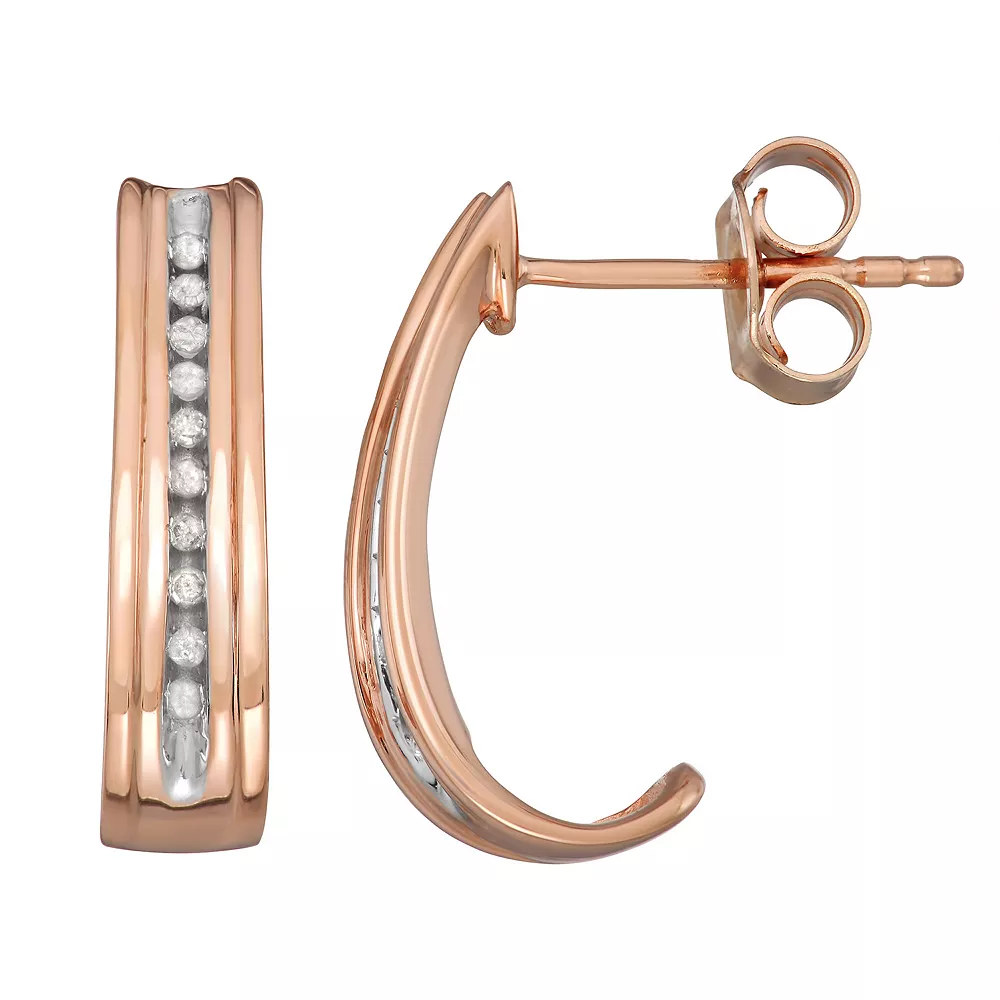 Sterling Silver 1/10 Carat T.W. Diamond J-Hoop Earrings